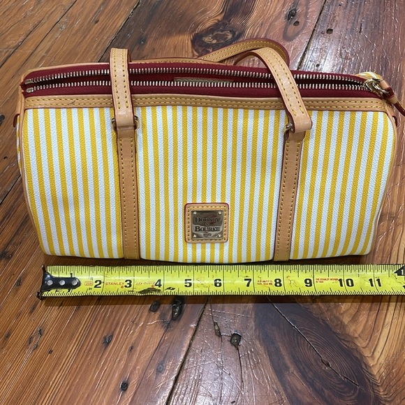 Dooney & Bourke yellow striped leather barrel satchel bag - Picture 16 of 16